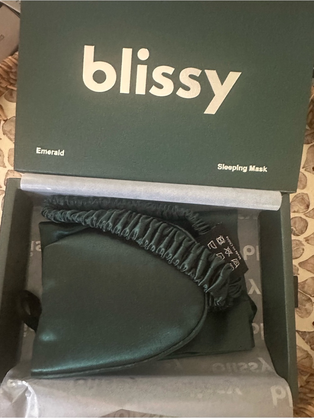 Blissy Emerald Green Silk Sleeping Mask